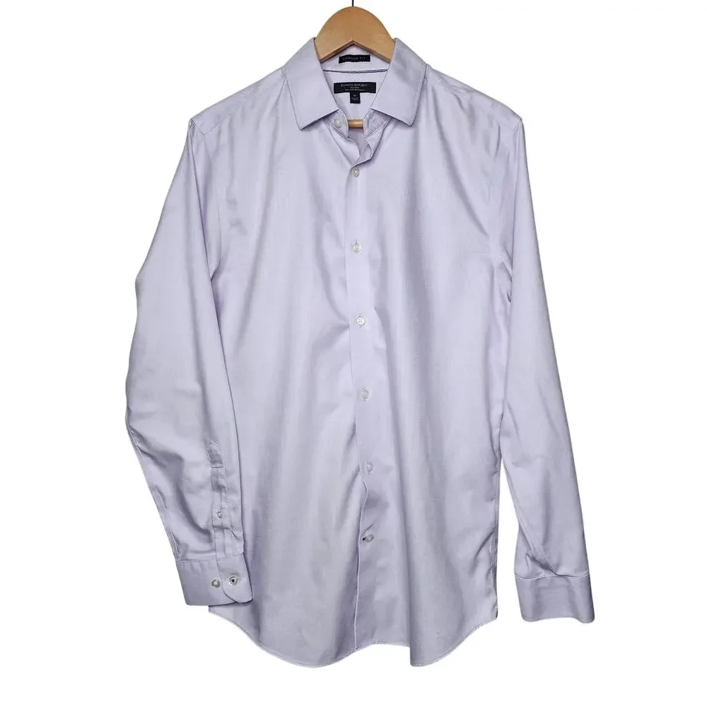 Banana Republic Camden Non Iron Purple Button Up Shirt Size Medium